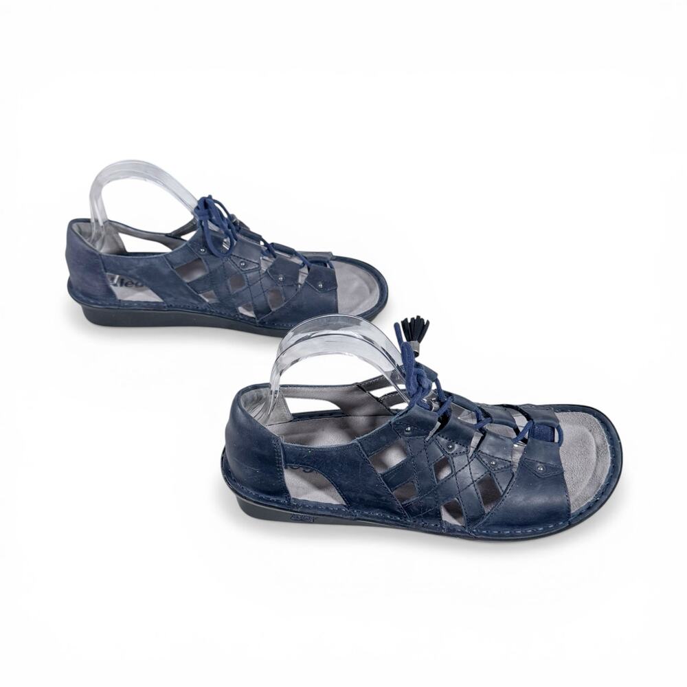 ⭐️Alegria Women's 41 US 10.5 to 11 Valerie Navy Blue Leather Lace-Up Sandals - Picture 3 of 10